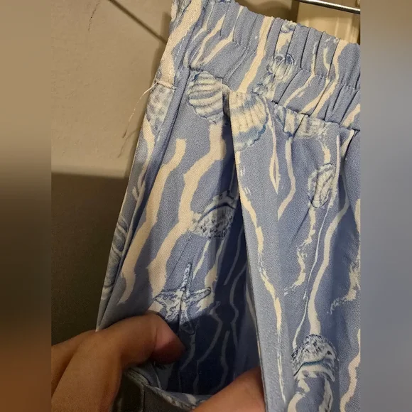 NWT Cider Blue Wide-Leg Pants Ocean World Pattern Loose Large/XL - Picture 3 of 5